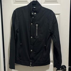 Bogner utility jacket in black with metal buttons.
